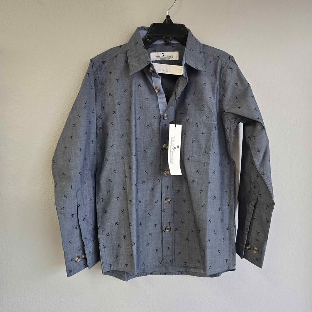 Troy‎ James Genevieve Goings Collection Boys Anchor Button Down Shirt - Size 6-7